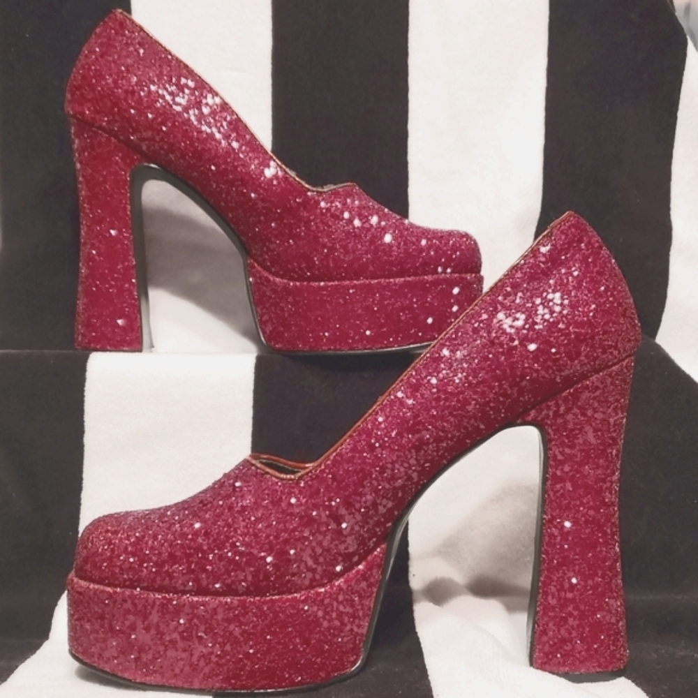 Glittery Red Platform Heels